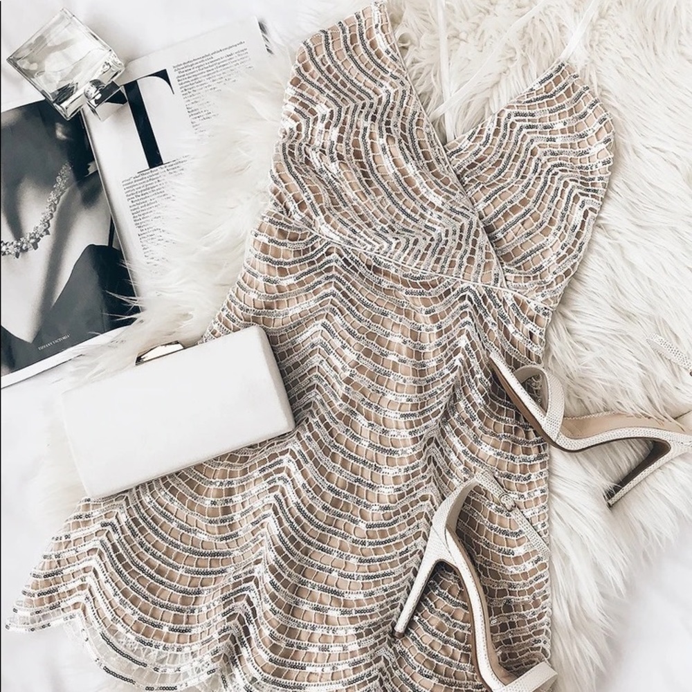 White and Silver Sequin dress